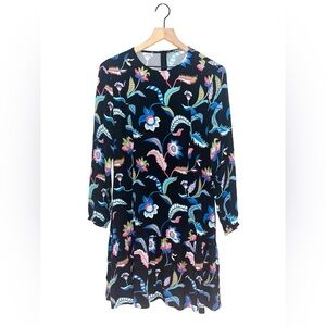 J. McLaughlin Long Sleeve Black Floral Dress Size Medium
